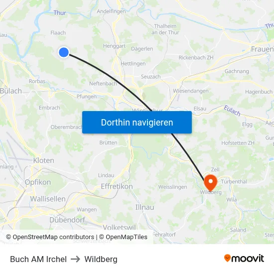 Buch AM Irchel to Wildberg map