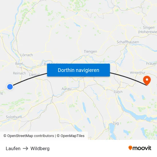 Laufen to Wildberg map