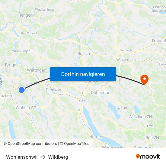 Wohlenschwil to Wildberg map