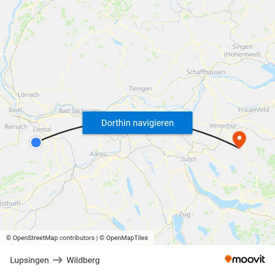 Lupsingen to Wildberg map