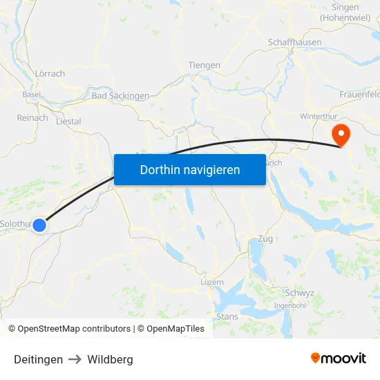 Deitingen to Wildberg map