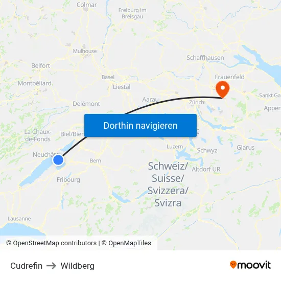Cudrefin to Wildberg map