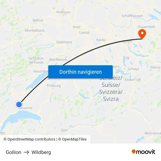 Gollion to Wildberg map
