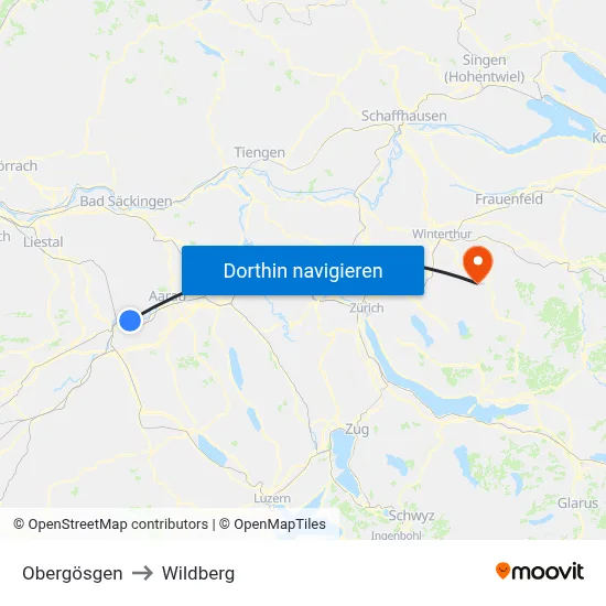Obergösgen to Wildberg map