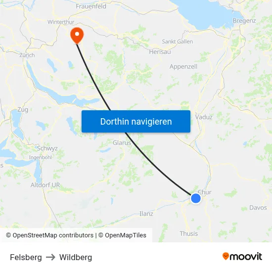 Felsberg to Wildberg map