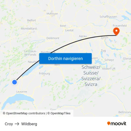 Croy to Wildberg map