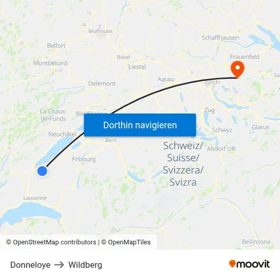 Donneloye to Wildberg map