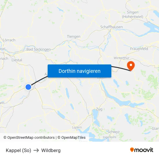 Kappel (So) to Wildberg map