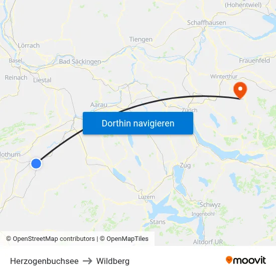 Herzogenbuchsee to Wildberg map