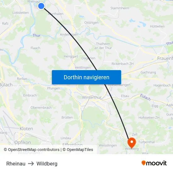 Rheinau to Wildberg map