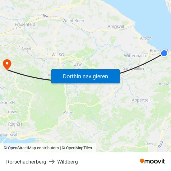 Rorschacherberg to Wildberg map