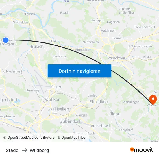 Stadel to Wildberg map