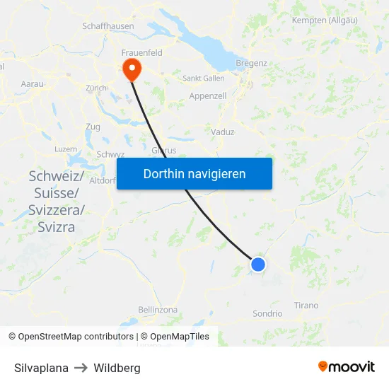 Silvaplana to Wildberg map