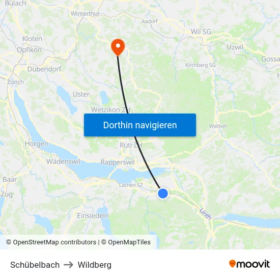 Schübelbach to Wildberg map