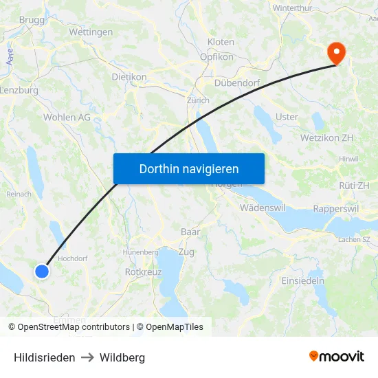 Hildisrieden to Wildberg map