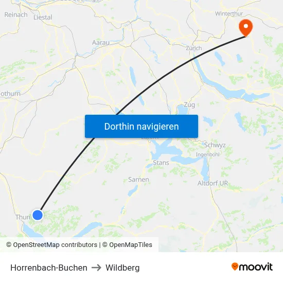 Horrenbach-Buchen to Wildberg map