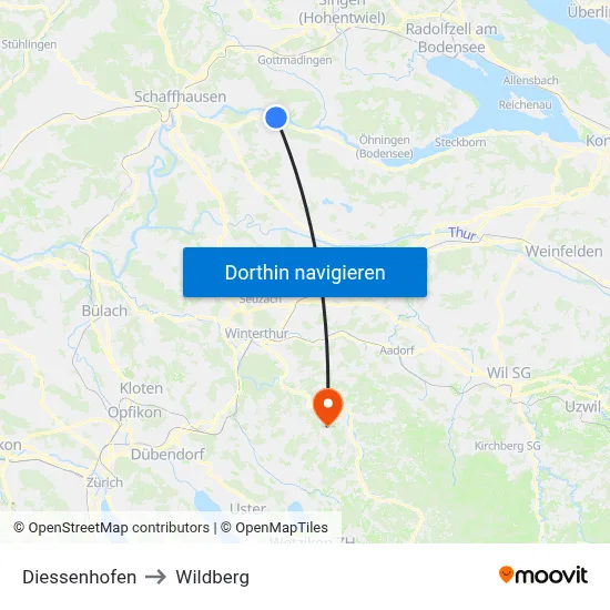 Diessenhofen to Wildberg map