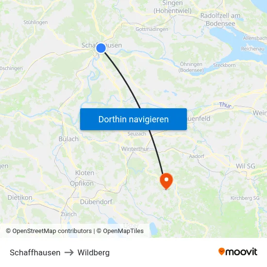 Schaffhausen to Wildberg map