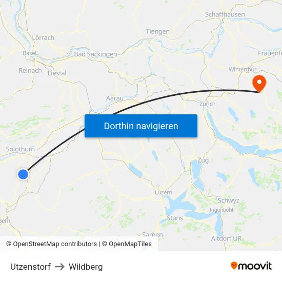 Utzenstorf to Wildberg map