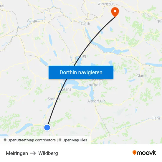 Meiringen to Wildberg map