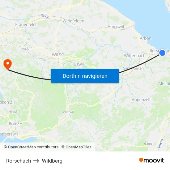 Rorschach to Wildberg map