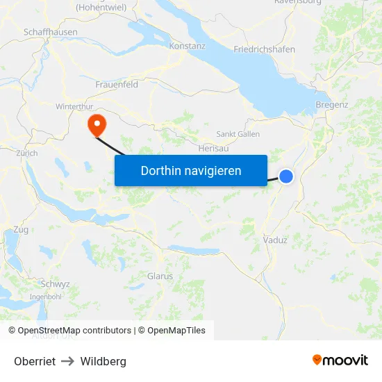 Oberriet to Wildberg map