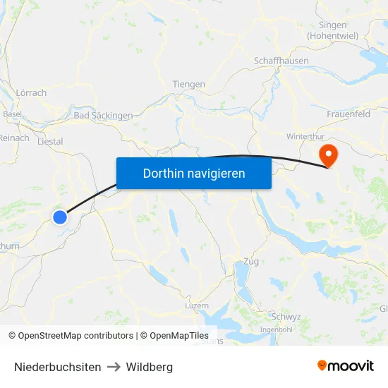 Niederbuchsiten to Wildberg map