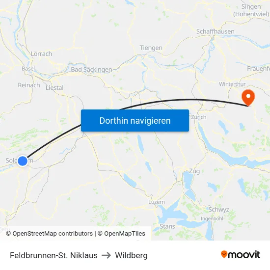 Feldbrunnen-St. Niklaus to Wildberg map