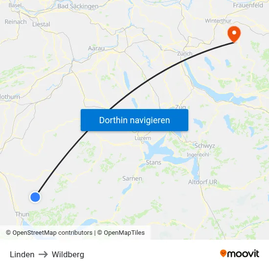 Linden to Wildberg map