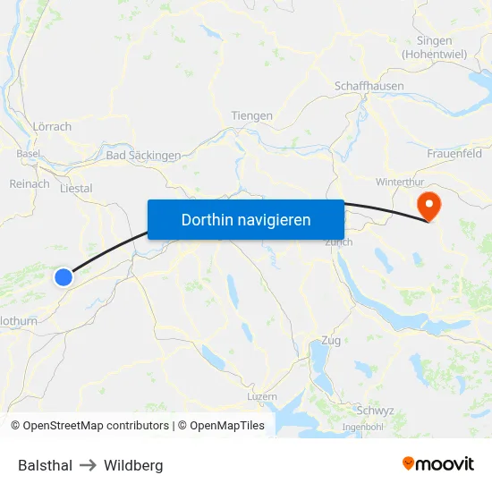Balsthal to Wildberg map