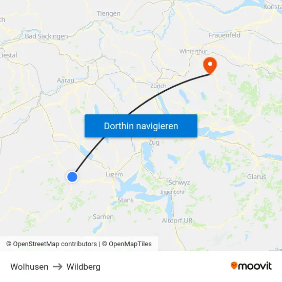 Wolhusen to Wildberg map