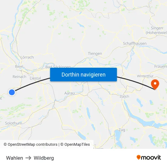 Wahlen to Wildberg map