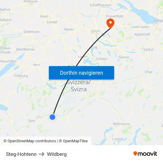 Steg-Hohtenn to Wildberg map