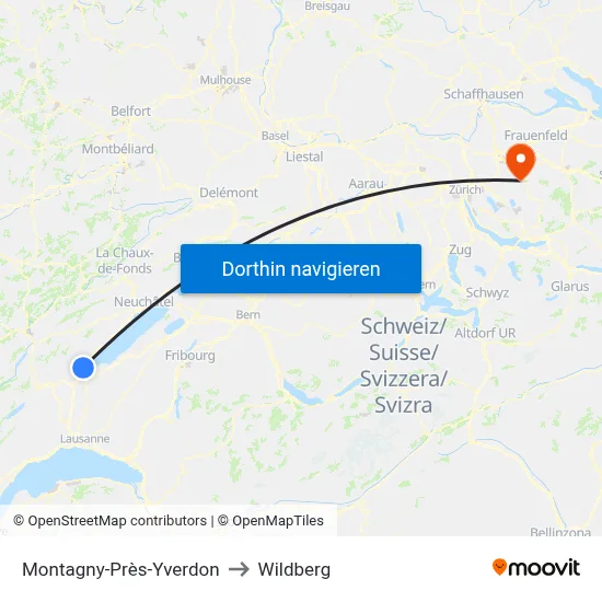Montagny-Près-Yverdon to Wildberg map