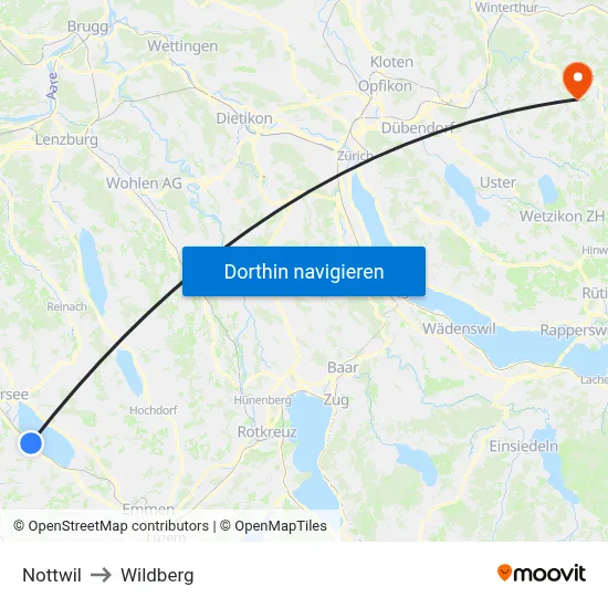 Nottwil to Wildberg map