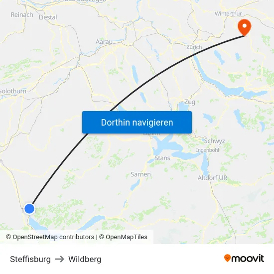 Steffisburg to Wildberg map