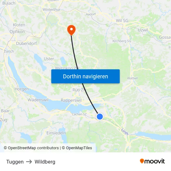 Tuggen to Wildberg map