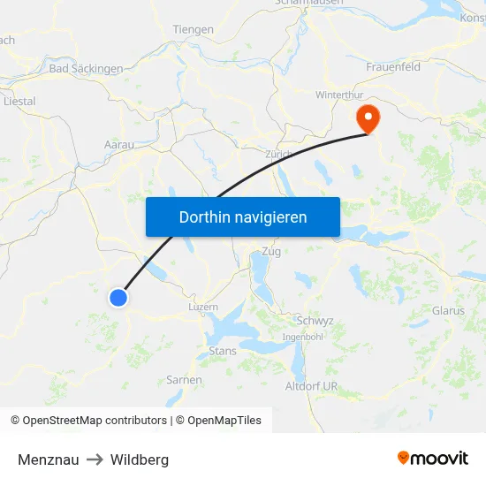 Menznau to Wildberg map