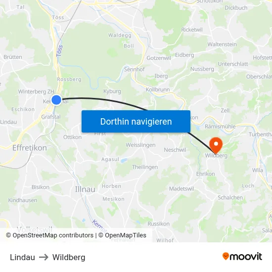 Lindau to Wildberg map