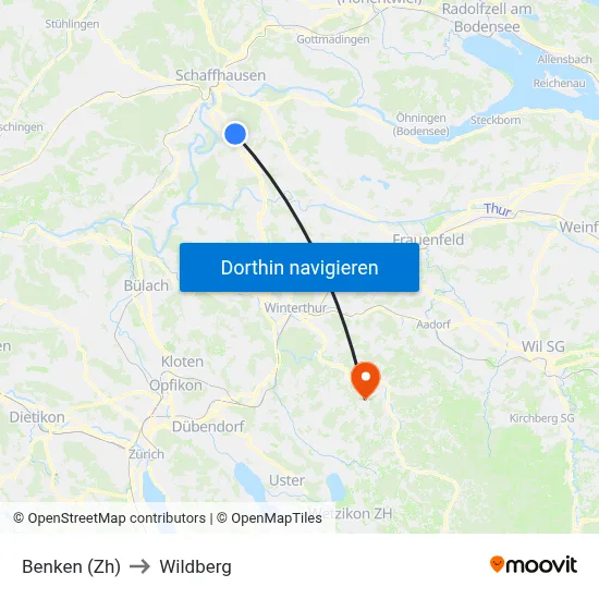 Benken (Zh) to Wildberg map