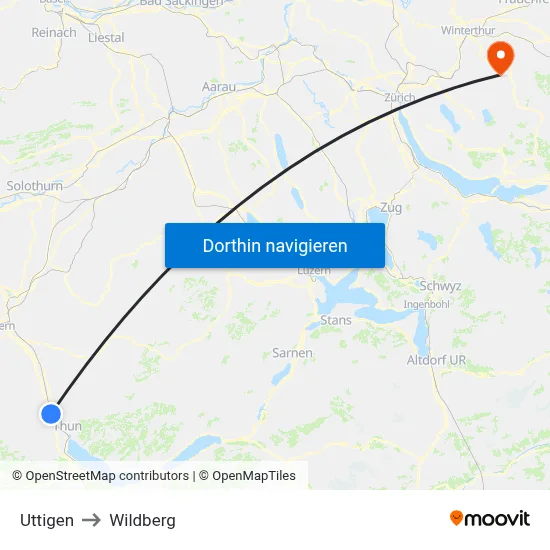 Uttigen to Wildberg map