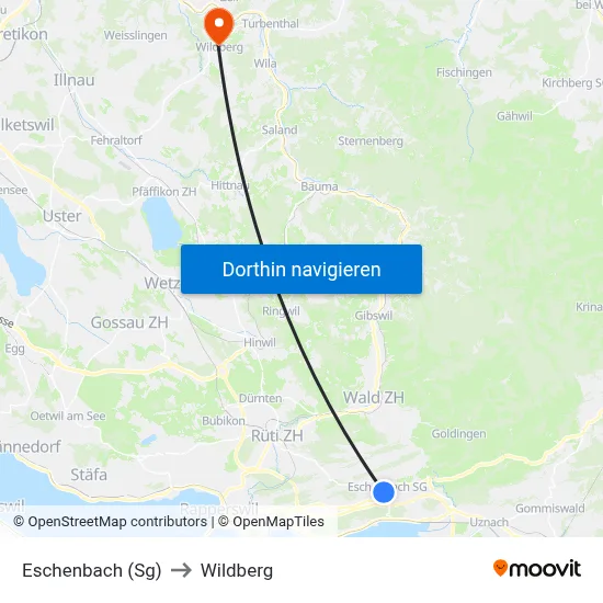Eschenbach (Sg) to Wildberg map