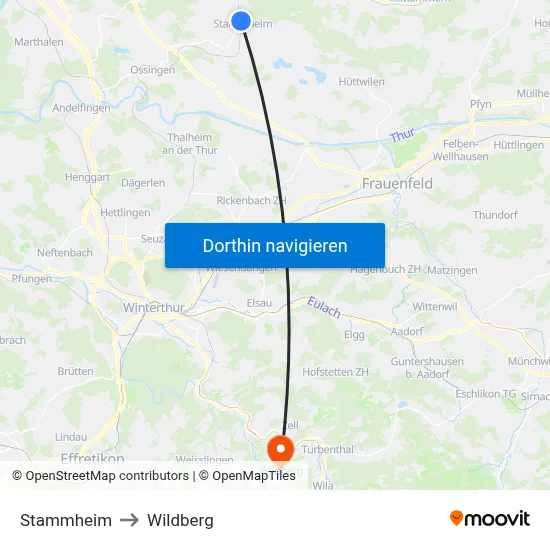 Stammheim to Wildberg map