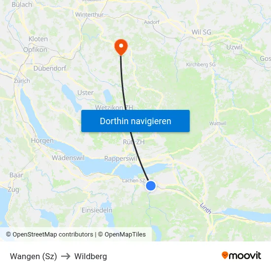 Wangen (Sz) to Wildberg map
