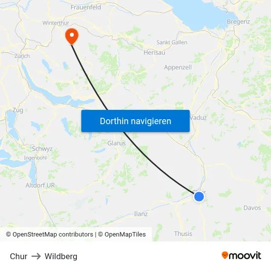 Chur to Wildberg map