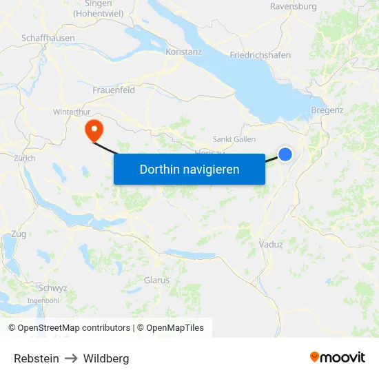 Rebstein to Wildberg map