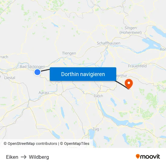 Eiken to Wildberg map