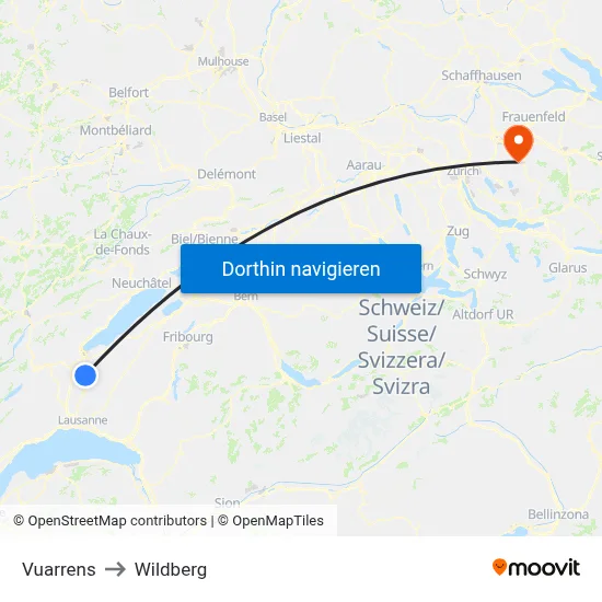 Vuarrens to Wildberg map