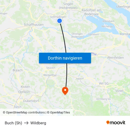 Buch (Sh) to Wildberg map