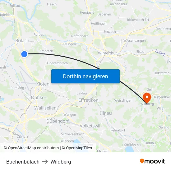 Bachenbülach to Wildberg map